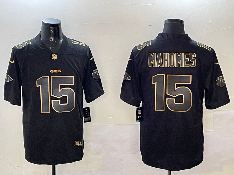 Men Kansas City Chiefs #15 Mahomes black Rainbow 2025 Nike Limited NFL Jersey style 8